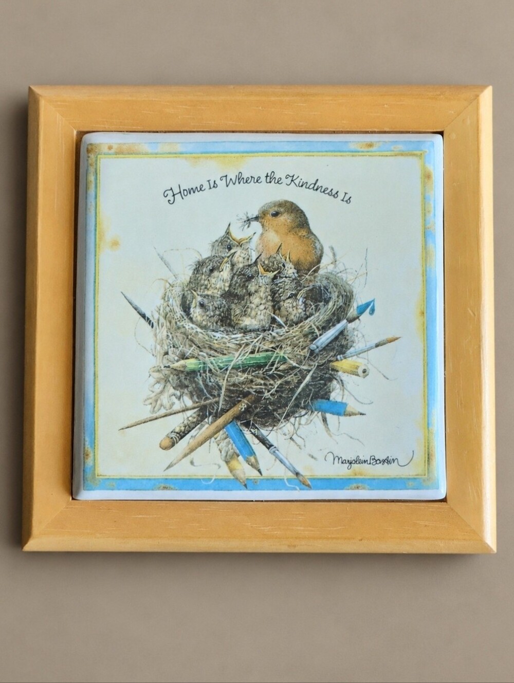 Vintage Marjolein Bastin Hallmark Bird Nest Ceramic Trivet Wall Plaque - Picture 2 of 6